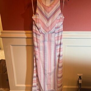 Striped Pink and light blue Maxi Dress